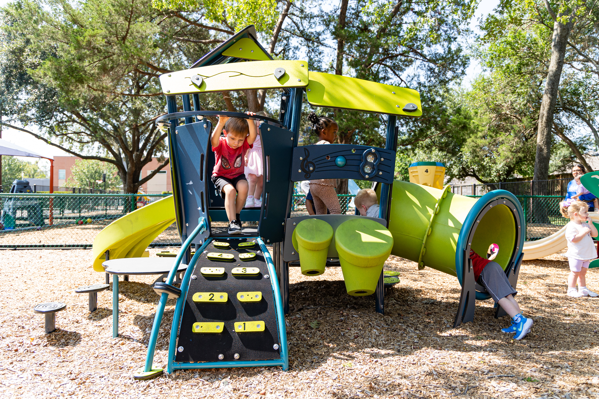 The playground at Spring Branch Presbyterian Academy in Houston TX for daycare, preschool, and elementary children